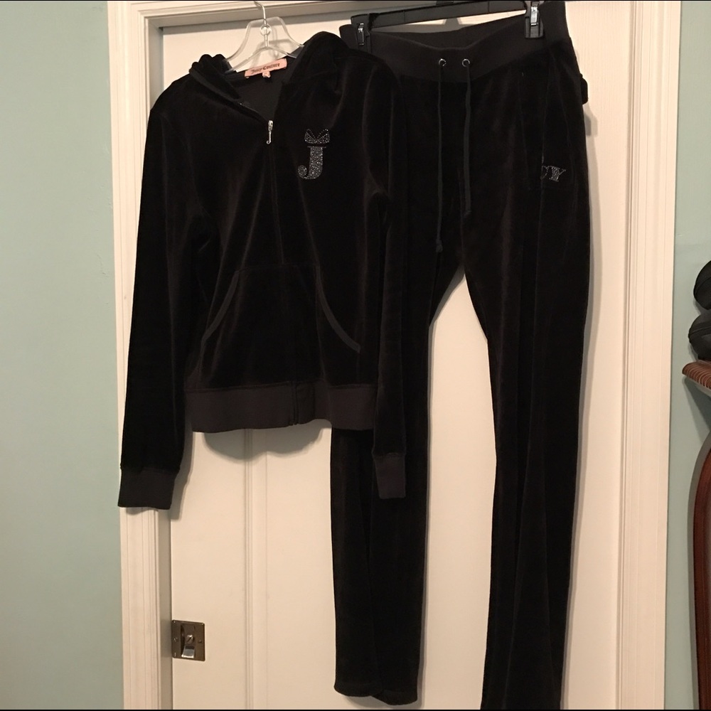 Juicy Couture black velour hoodie/ pant set